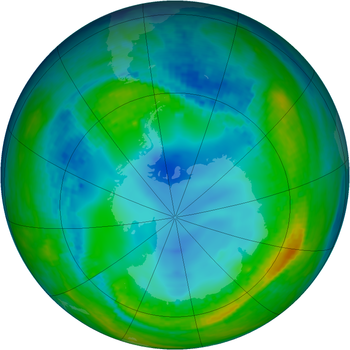 Antarctic ozone map for 28 July 2004